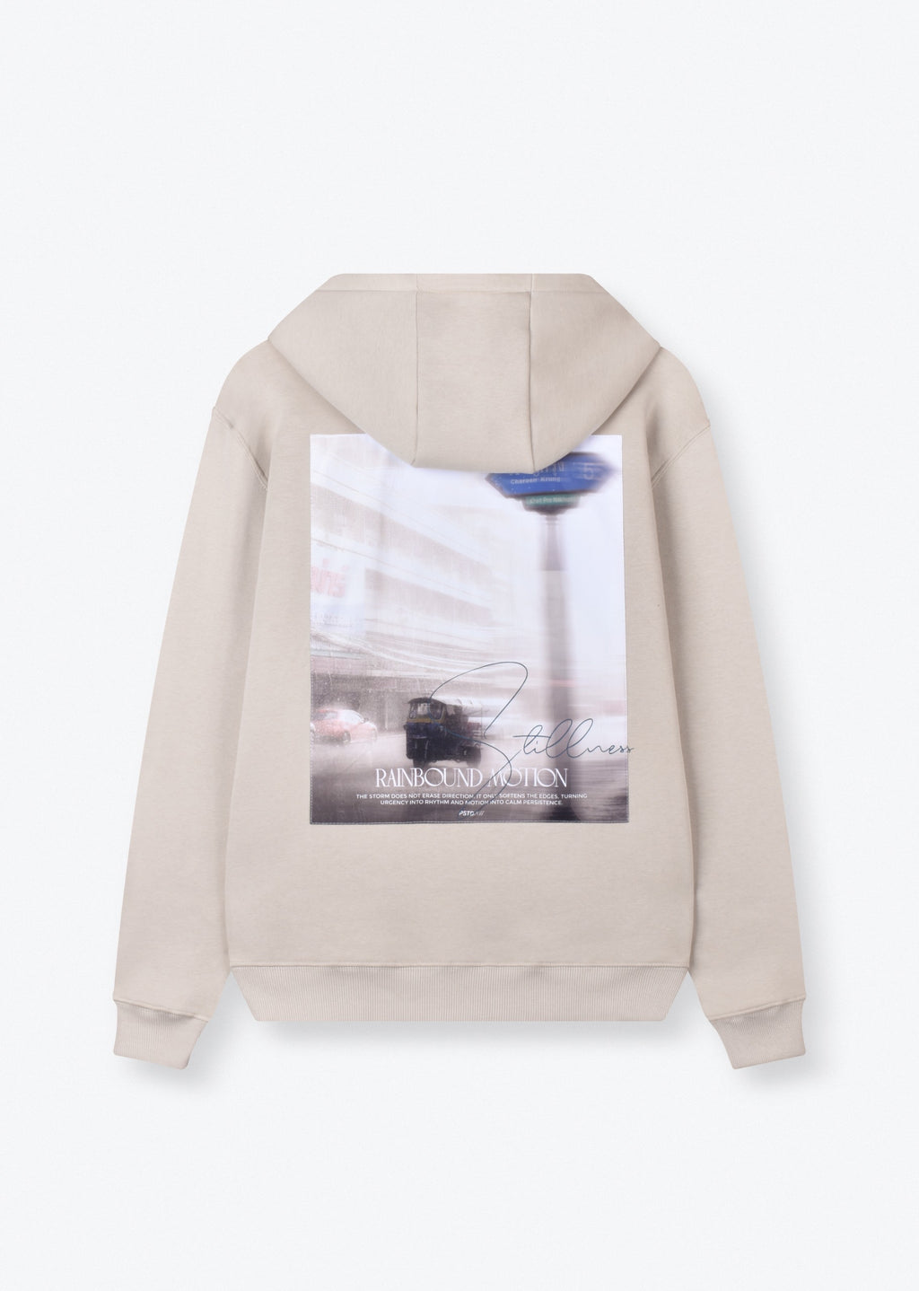Beige Oversize Graphic Hoodie – Rainbound Motion