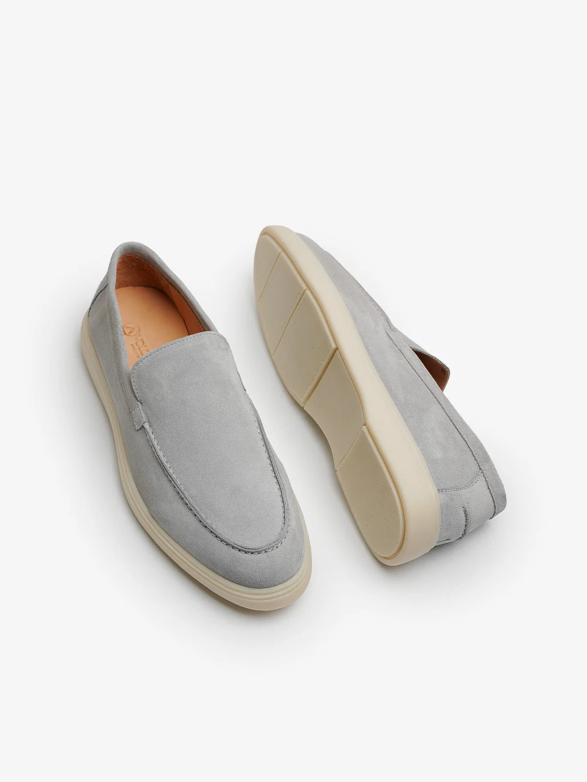 Mocassins Premium en Daim Gris Clair – Élégance Italienne