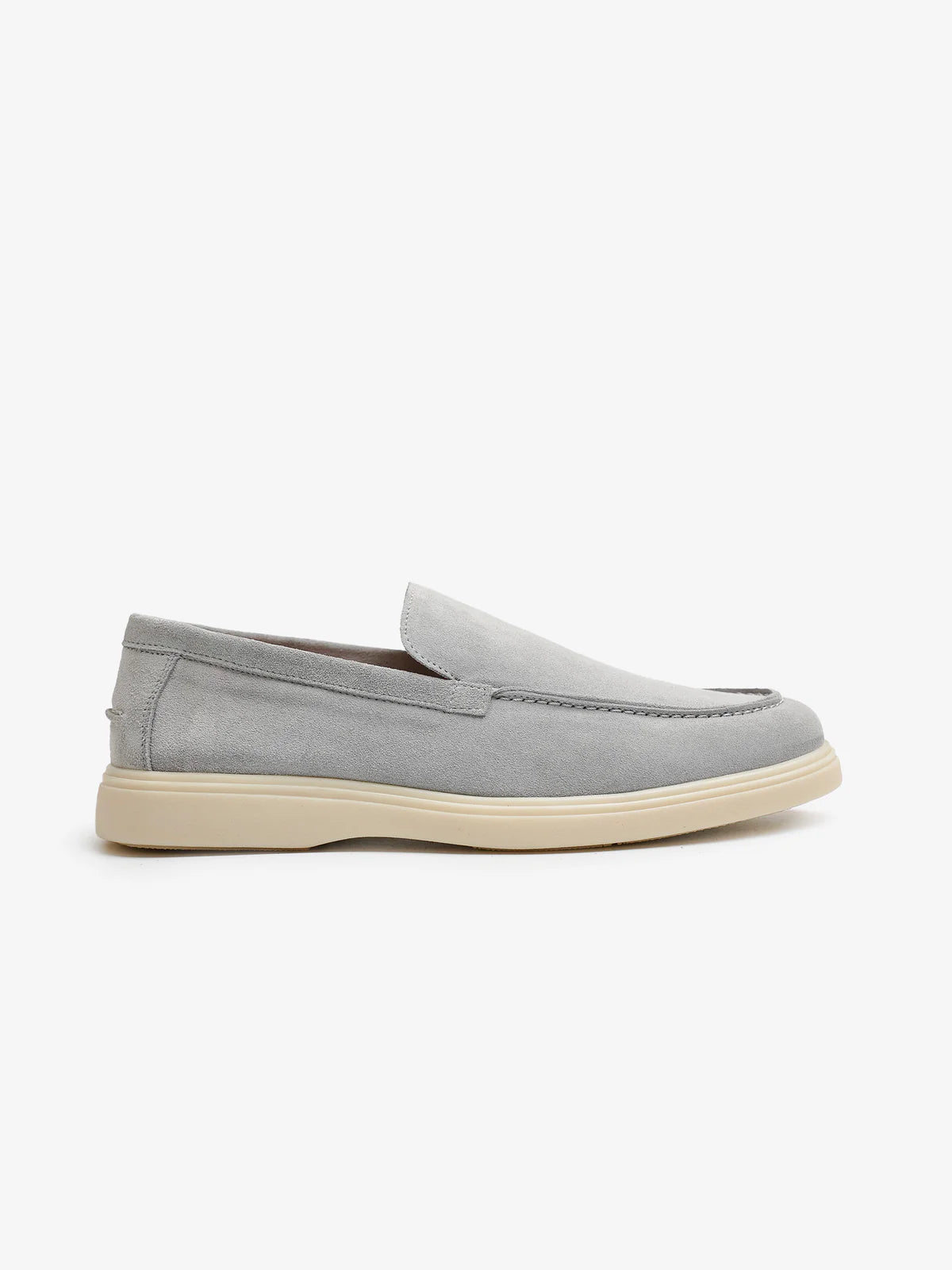 Mocassins Premium en Daim Gris Clair – Élégance Italienne