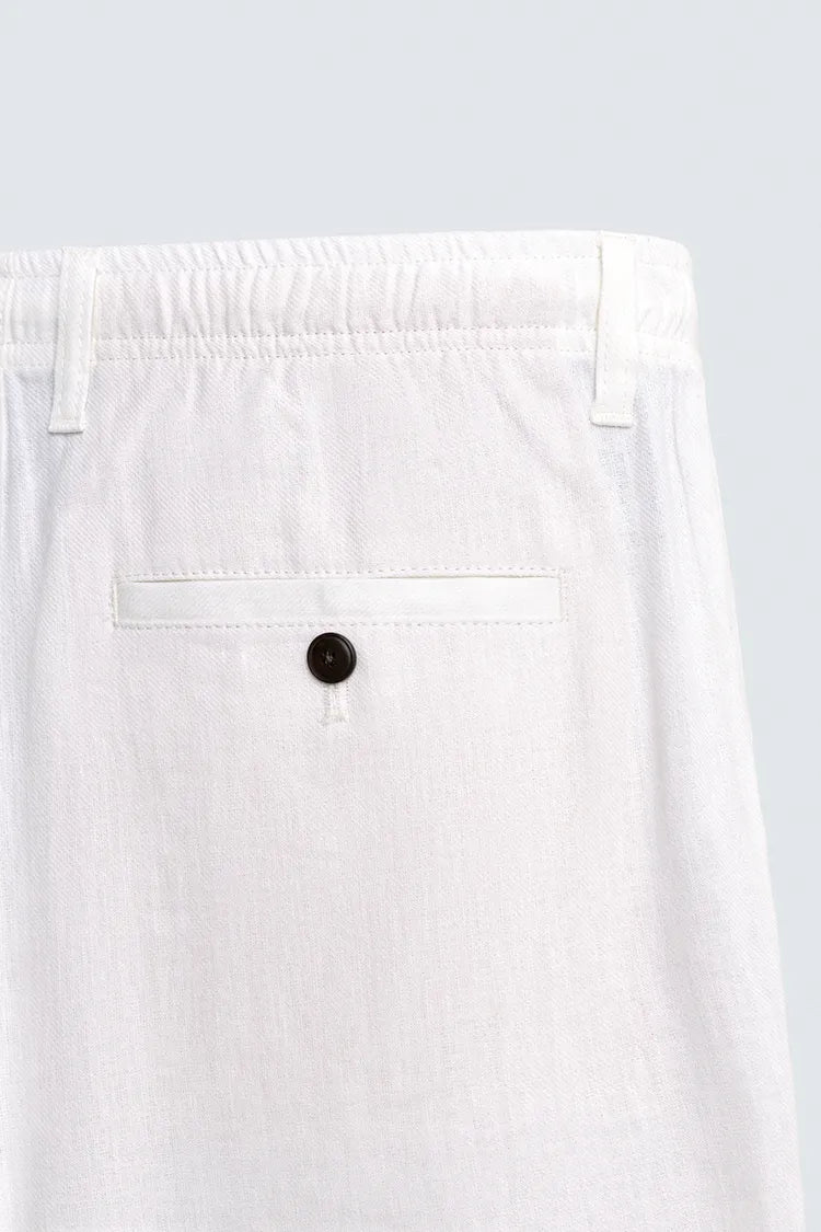 Pantalon Relaxed Fit Coton & Lin – Blanc Cassé