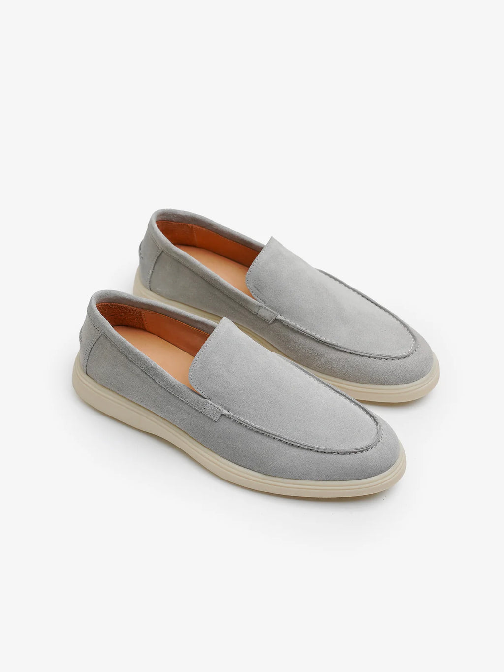 Mocassins Premium en Daim Gris Clair – Élégance Italienne