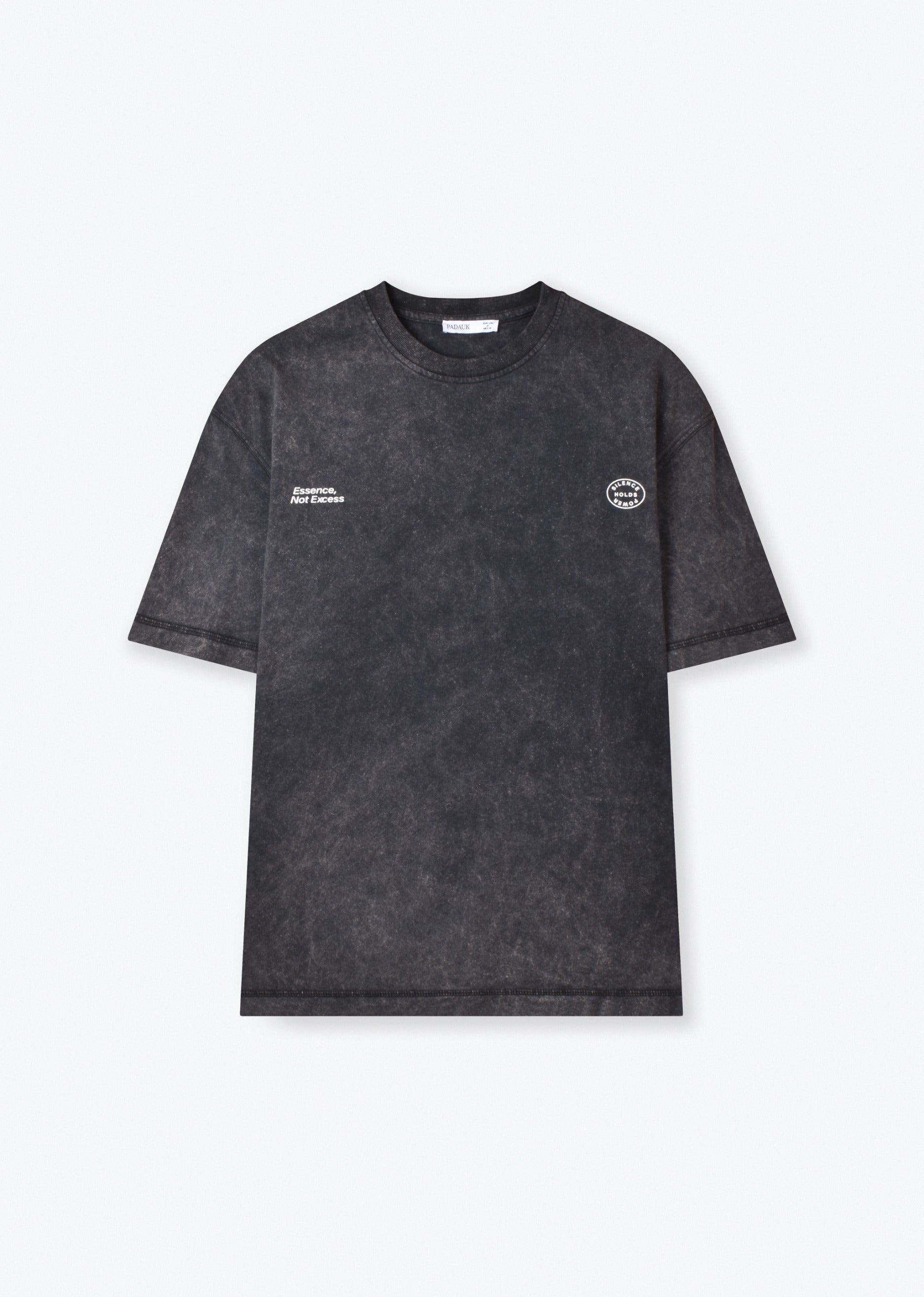 T-Shirt Premium Oversize Washed Noir « Quiet Conquers All » – Coton Épais
