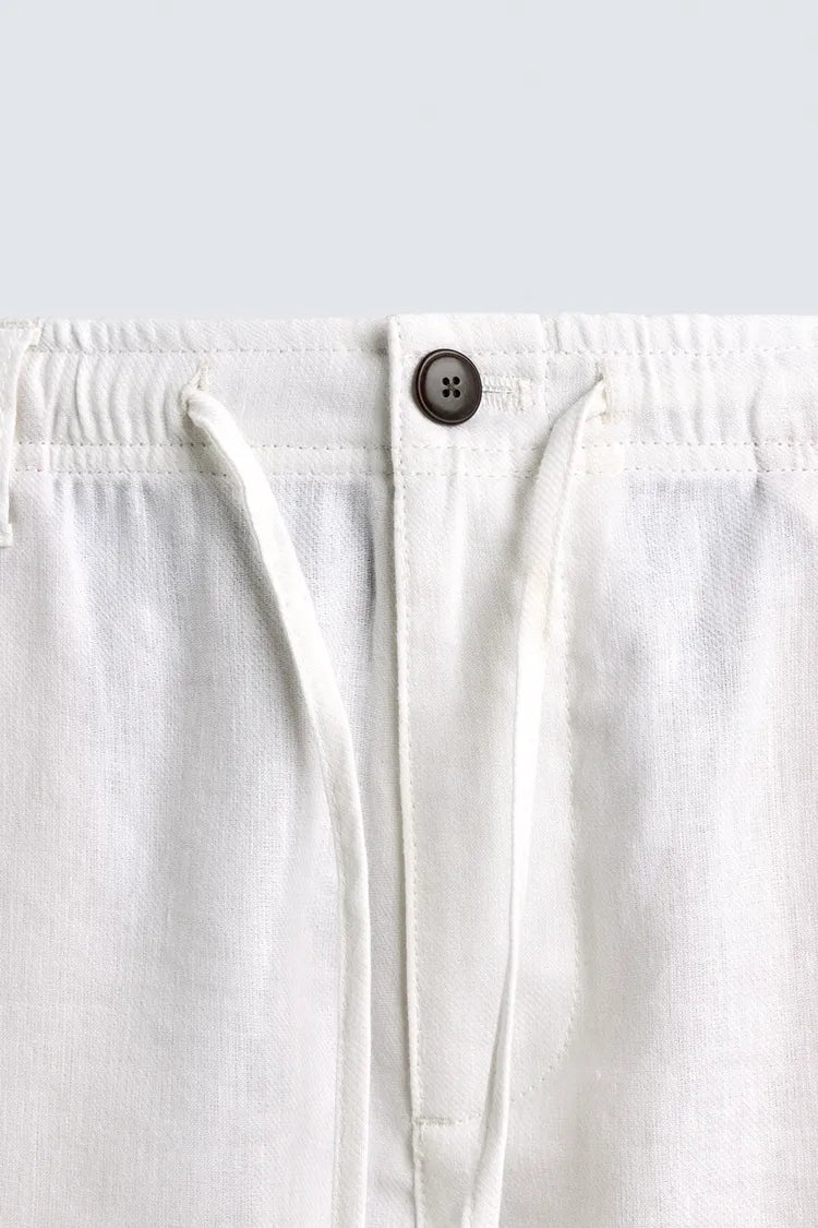 Pantalon Relaxed Fit Coton & Lin – Blanc Cassé