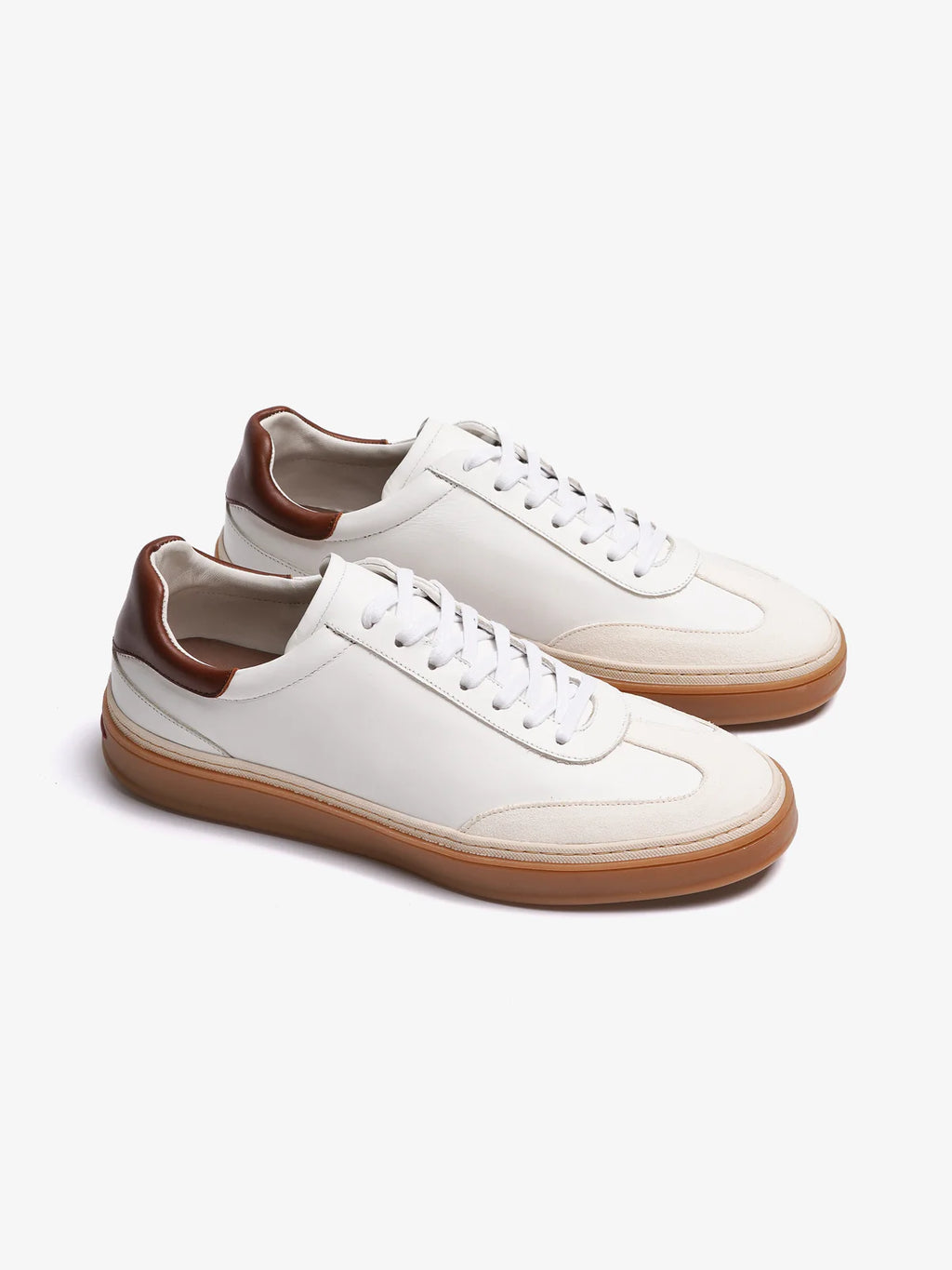 Sneakers Premium Blanc Cassé & Cognac – Style Italien Luxe