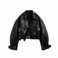 Cropped Faux Leather Biker Jacket